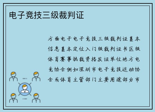 电子竞技三级裁判证